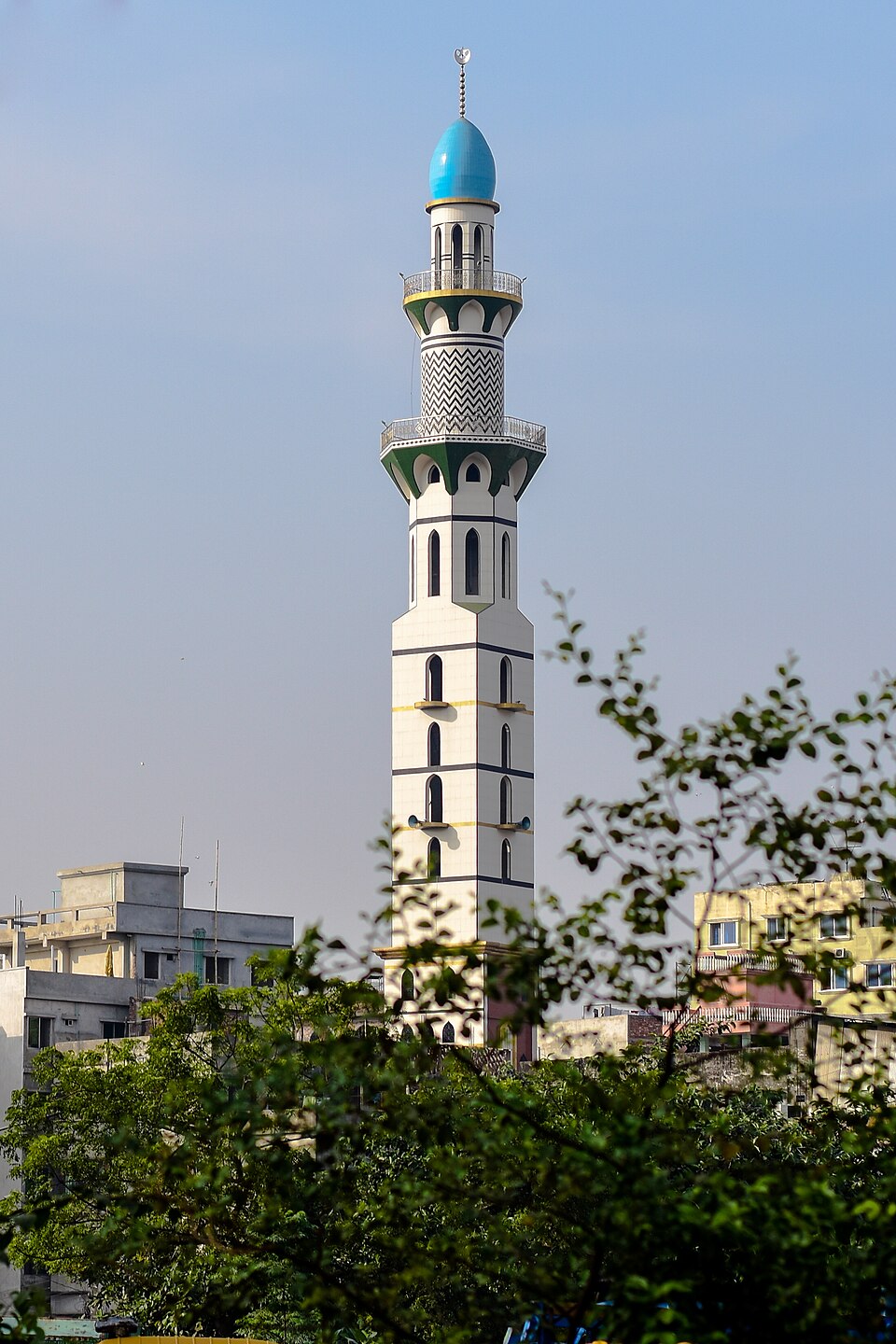 The blue minaret of Binat Bibi Masjid